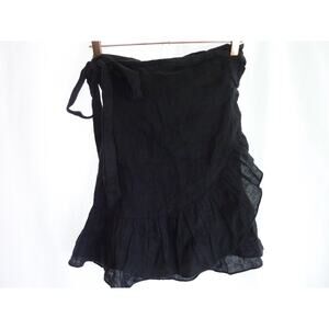 Isabel Etoile Marant Black Ruffle Linen Wrap Skirt 38